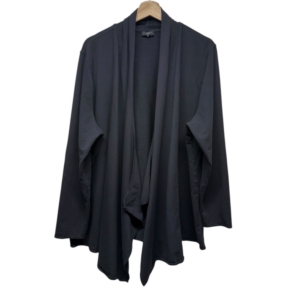 Talbots Womens Plus 3X Open‎ Front Black Cardigan Sweater Pima Cotton Modal